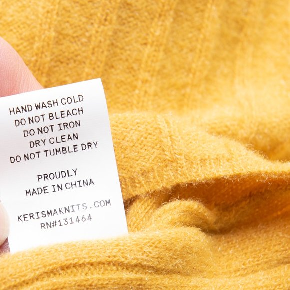 Kerisma Mock Neck Sweater Lightweight Nylon Mustard Yellow Size Medium / Large - Picture 5 of 6